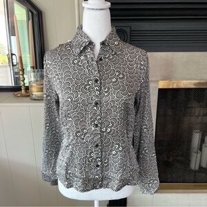 Black & White Swirly Pattern Button Down